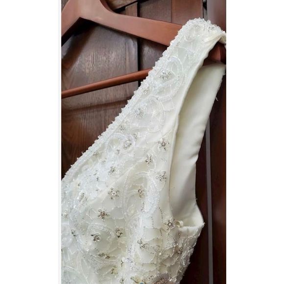 Lazaro Sz 10 Beaded Mermaid Wedding Dress/Veil - Picture 5 of 10